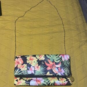 Floral Black Cross Body and Clutch Bag